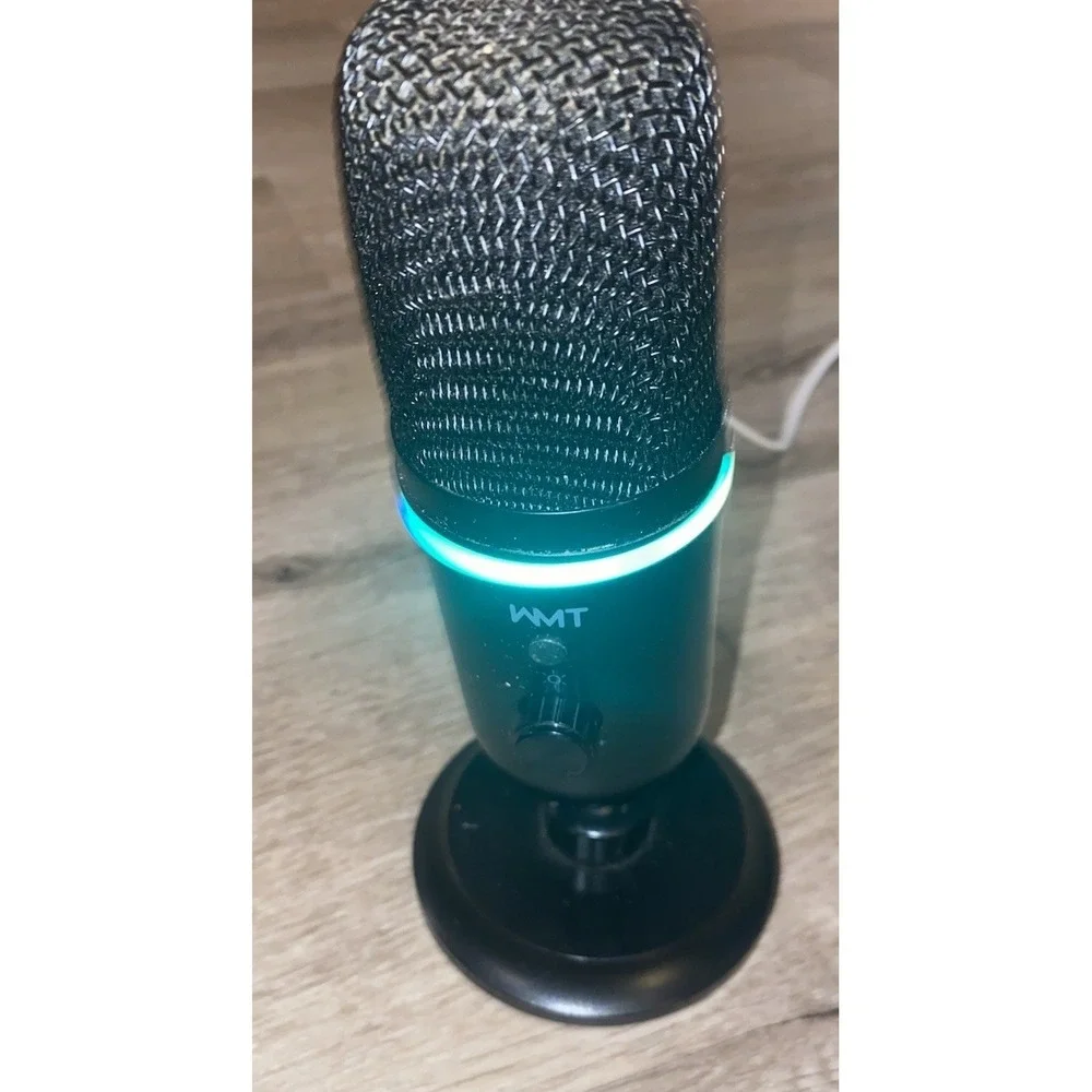 WMT Wired Microphone for Gaming PC Recording Streaming Black With Stand Attached